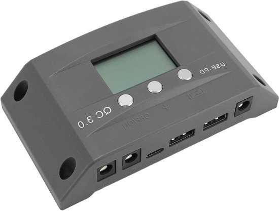 Topiky MPPT Solar-laadregelaar 12V 24V Auto-adaptief, 30A LCD-scherm Dubbele USB-zonnepaneelregelaar met Dubbele Piektracking voor Kamperen Buiten Off Grid-systeem (30A)