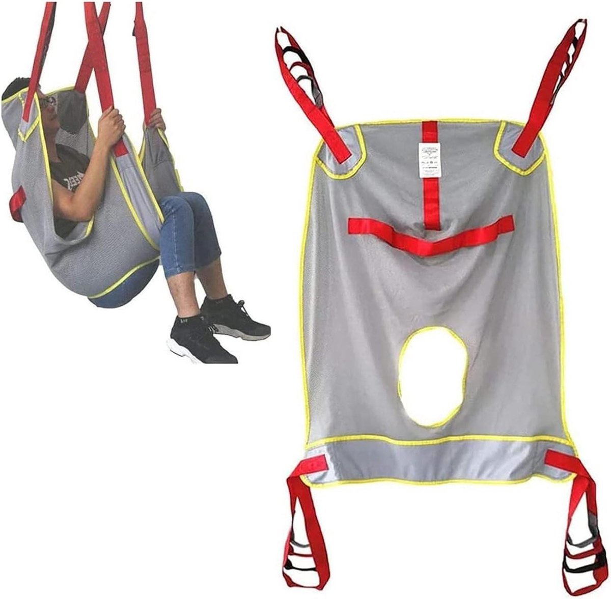 Hulpmiddel Tilband - Patiëntenlift Hulp - Hulp bij Verplaatsen - Verstelbare Lanyards - XL - Grijs