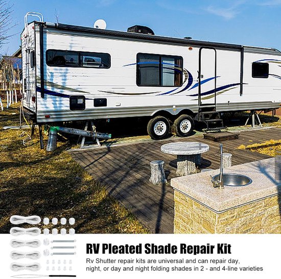 Camper Zonnescherm Reparatie - Raambekleding Set - Camper Onderhoud - Snelle Herstel Functie - 5x Koord 10x Katrol - Meerdere Kleuren — afbeelding 4