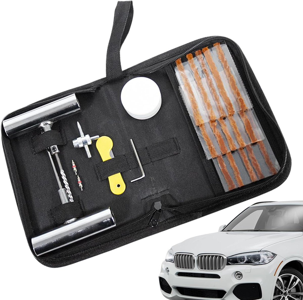 Autoband Reparatieset - Bandenreparatie Gereedschap - Onderweg Repareren - Universeel Compatibel - 1 cm dik - Zwart