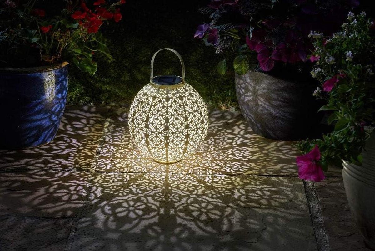 Solar Lantaarn - Buitenlamp - Tuin Verlichten - Automatische Schemering - 32 x 30 cm - Ros