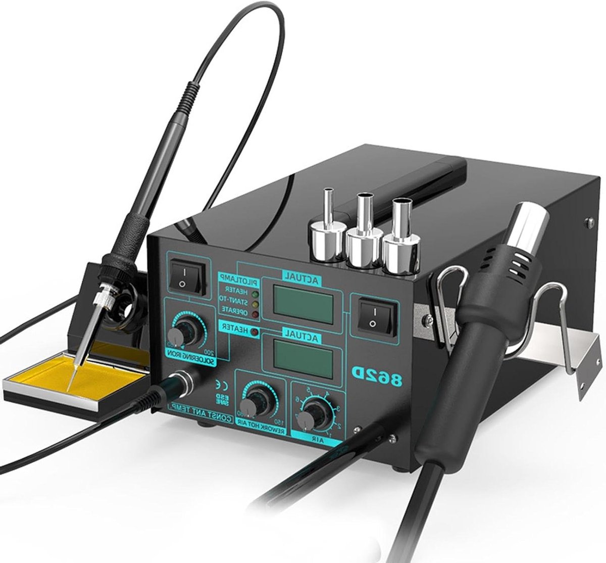 Desoldeerstation - Heteluchtstation Soldeerbout - Elektronica Reparatie - Antistatisch Ontwerp - 600W - Zwart