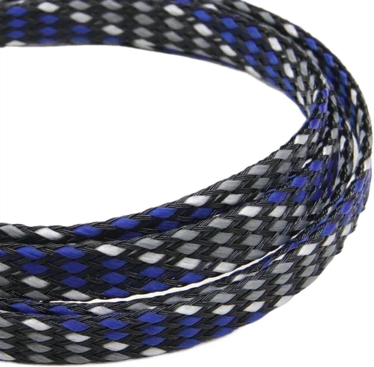 Kabelslang Gevlochten - Kabelbescherming - Kabelbeheer - Zachte Draadwikkeling - 5 meter - Blauw Wit Grijs