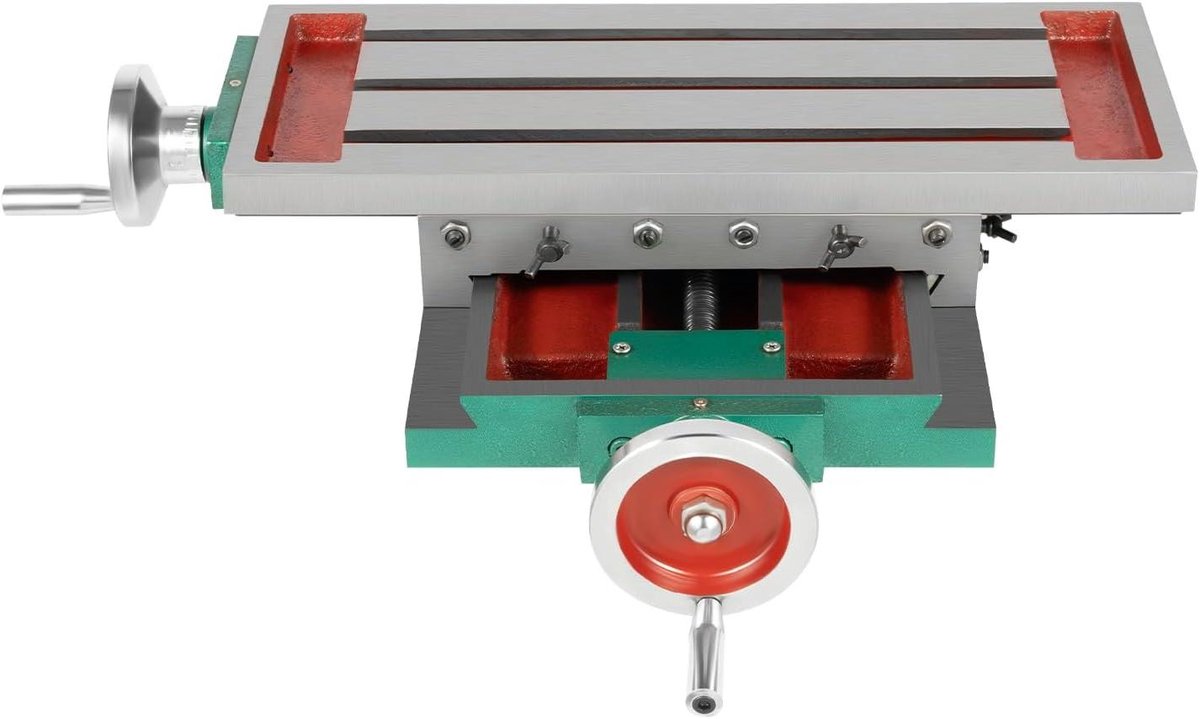 Werktafel Freesmachine - Coordinateer tafel Boorstandaard - Precisiewerk - Aluminiumlegering en staal - 45 x 17 cm - Zilver