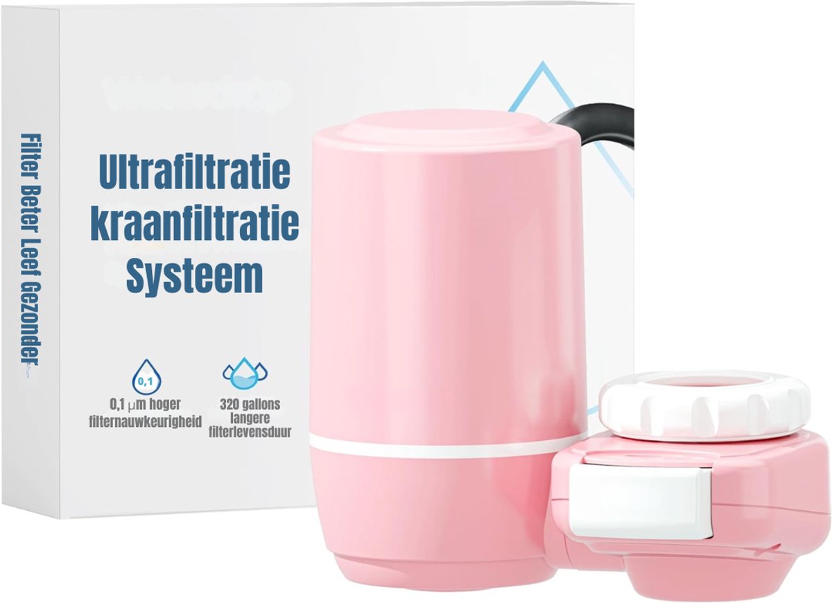 AHD® Waterfilter kraan - Waterfilter - Roze - 8cm x 19cm x 18cm