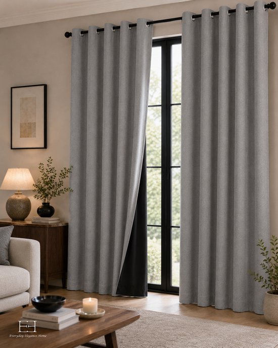 Everyday Elegance Premium 100% Verduisterend gordijn met haken Beige 140x250 CM