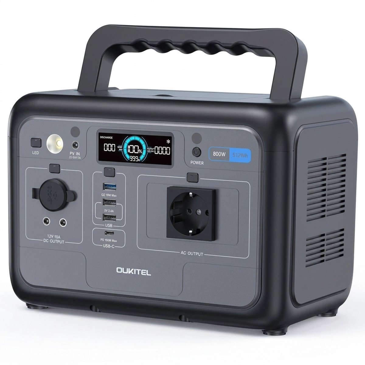 Oukitel P800 Draagbare Powerstation – 512Wh / 800W Noodstroomvoorziening | LiFePO4 | Voor Noodpakket, Camping & Off-grid – 1600W Piek, Snelladen