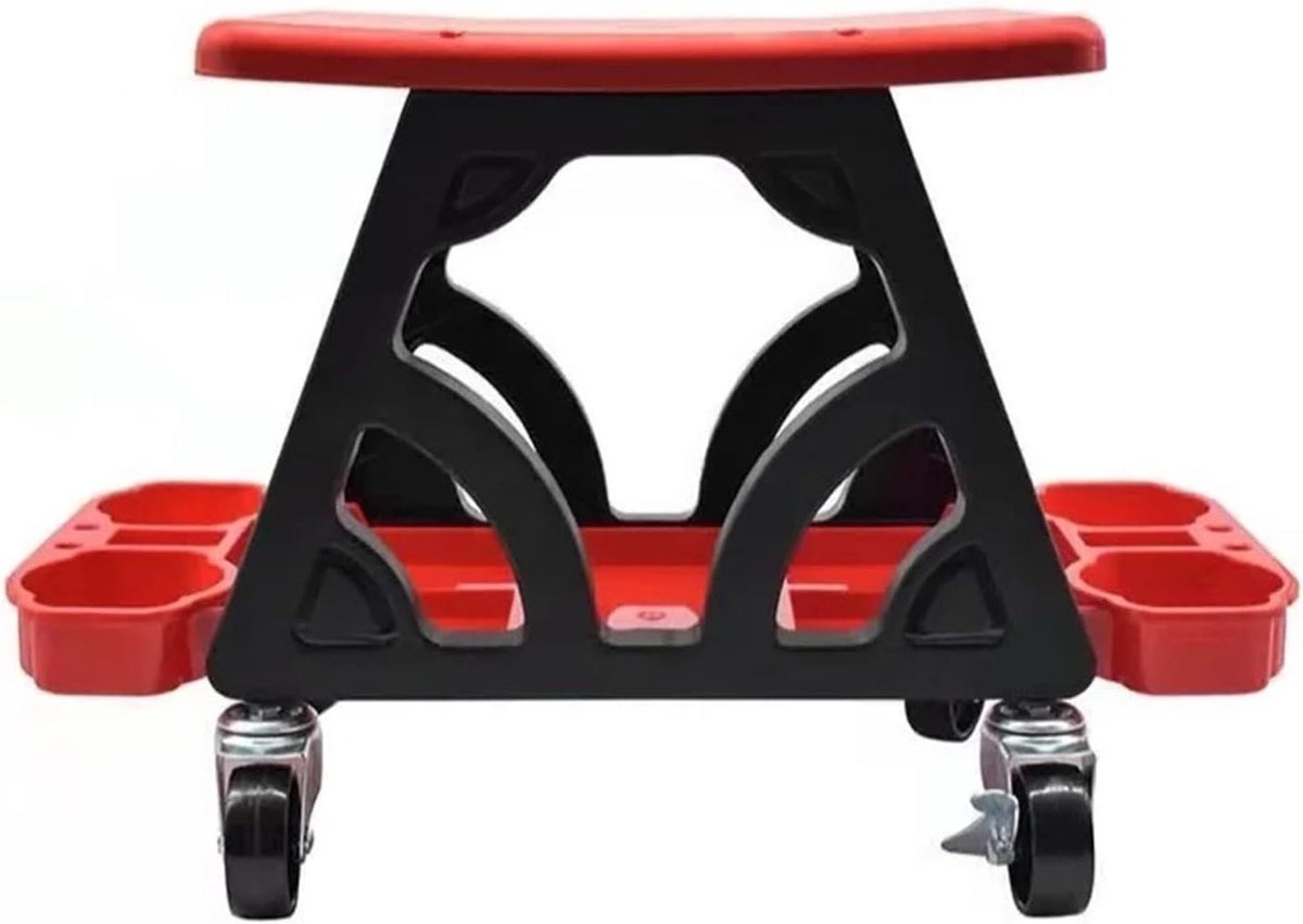 Werkplaatskruk - Monteursstoel Kruk - Auto Polijsten - Gebogen Ontwerp - 3600 Grams - Rood