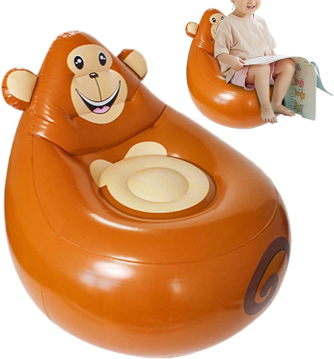 Opblaasbare Bank - Kinderstoel Dier - Buiten Ontspannen - Interactief Ontwerp - 75x80x65 cm - Aap