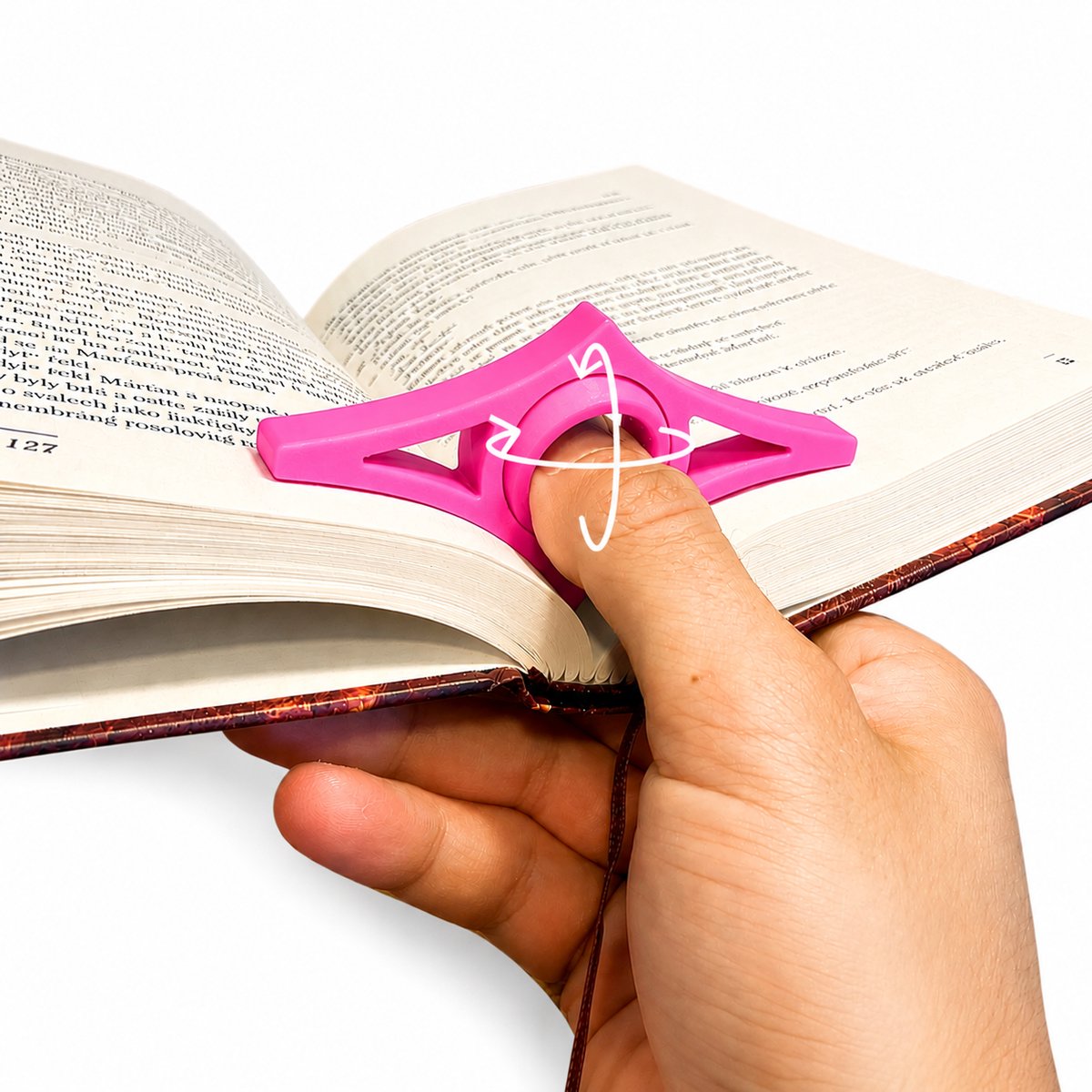 Boekpaginahouder - Boekhouder Voor Éénhandig Lezen - Duimring Leeshulp 25 Mm - Paginahouder Voor Boeken - Ergonomische Leesaccessoire - Handsfree Lezen - Comfortabel Lezen - Voor Romans Studieboeken Paperbacks En E-Readers - Roze