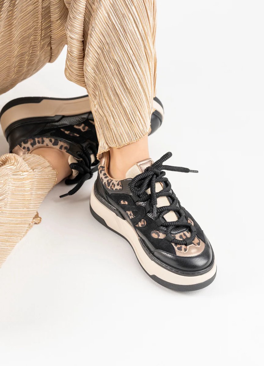 DWRS® Dames Sneakers - Zwart - 80% Leer - Maat 36