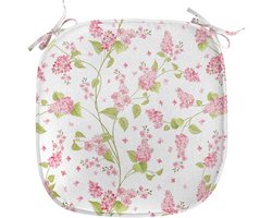 ABAKUHAUS Shabby Chic Bekleding voor eetkamerstoelen, Nature Blossom Buds, decoratief waterdicht kussen met banden voor keukenzitplaatsen, 40 cm x 40 cm, roze, wit en groen