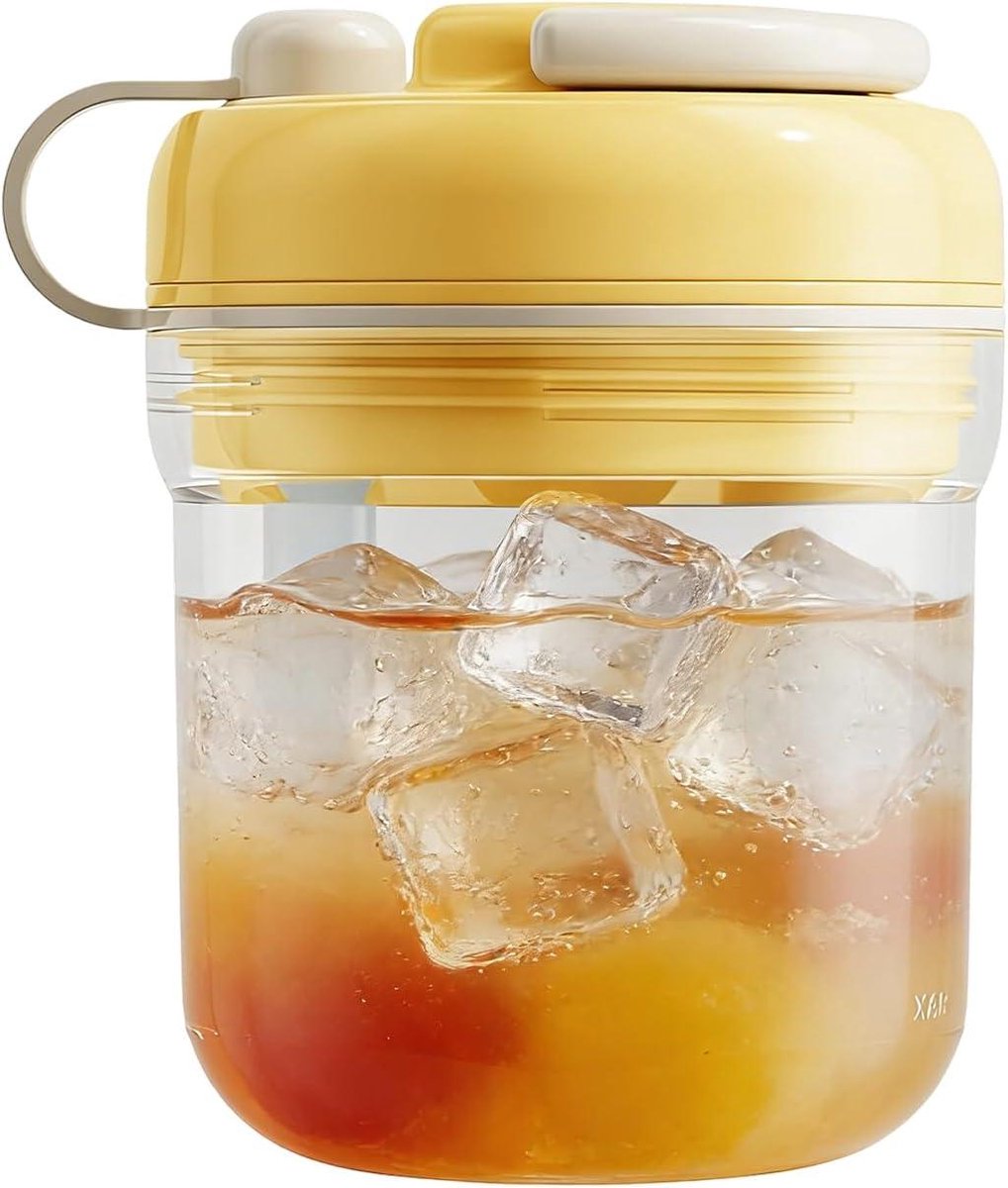 IJsblokjesmaker Fles - 2-in-1 Beker - Dranken Koelen - Snel Ontvormen - 380 ml - Geel