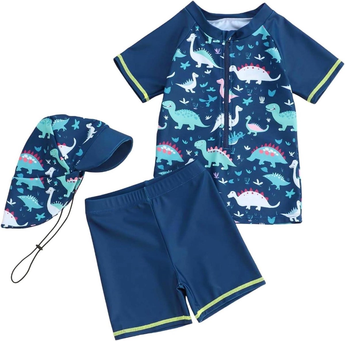 Zwemset Baby Jongens - Drie Delig - Strand Vakantie - Inclusief Hoed - 6 Maanden-4 Jaar - Blauw