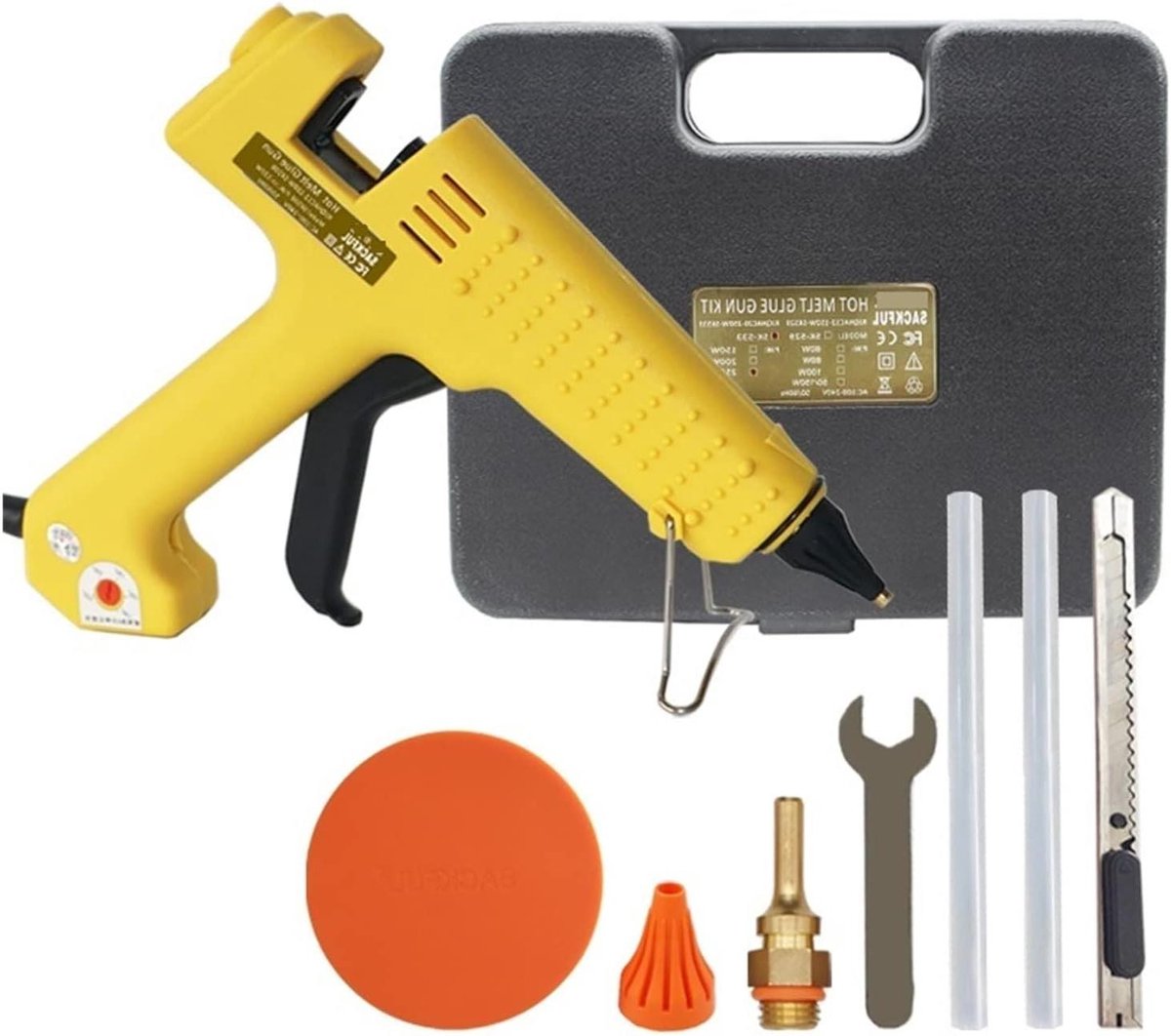 Lijmpistool - Heet lijmpistool - Klusjes en hobby - Verstelbare temperatuur - 250 watt - Geel