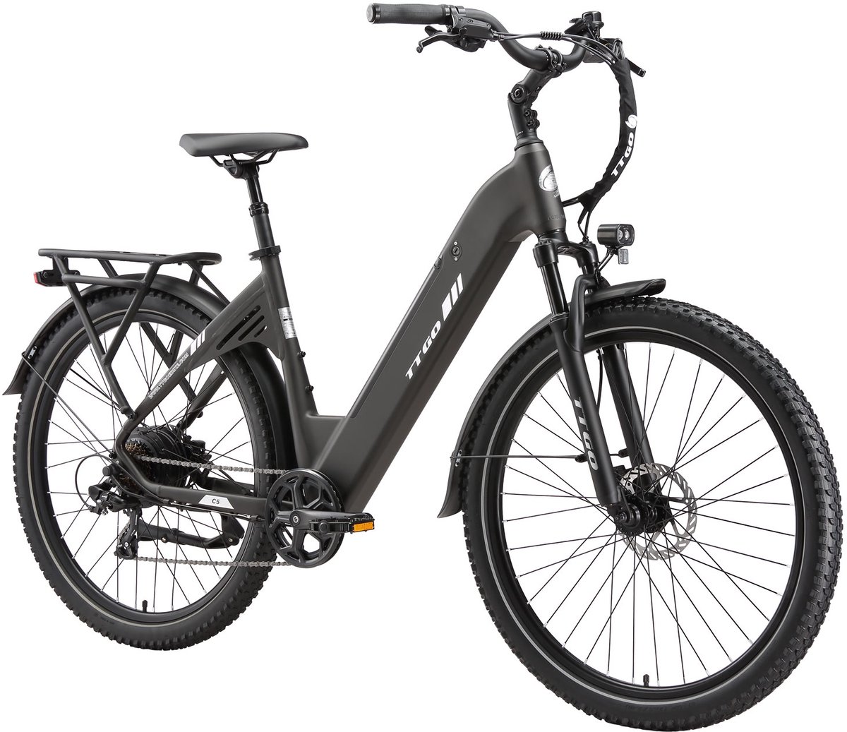 TTGO C5 E-bike - 25 km/u - 27.5inch - 90km actieradius - 250W motor - 48V 13.5Ah accu - 70NM - grijs thumbnail 2