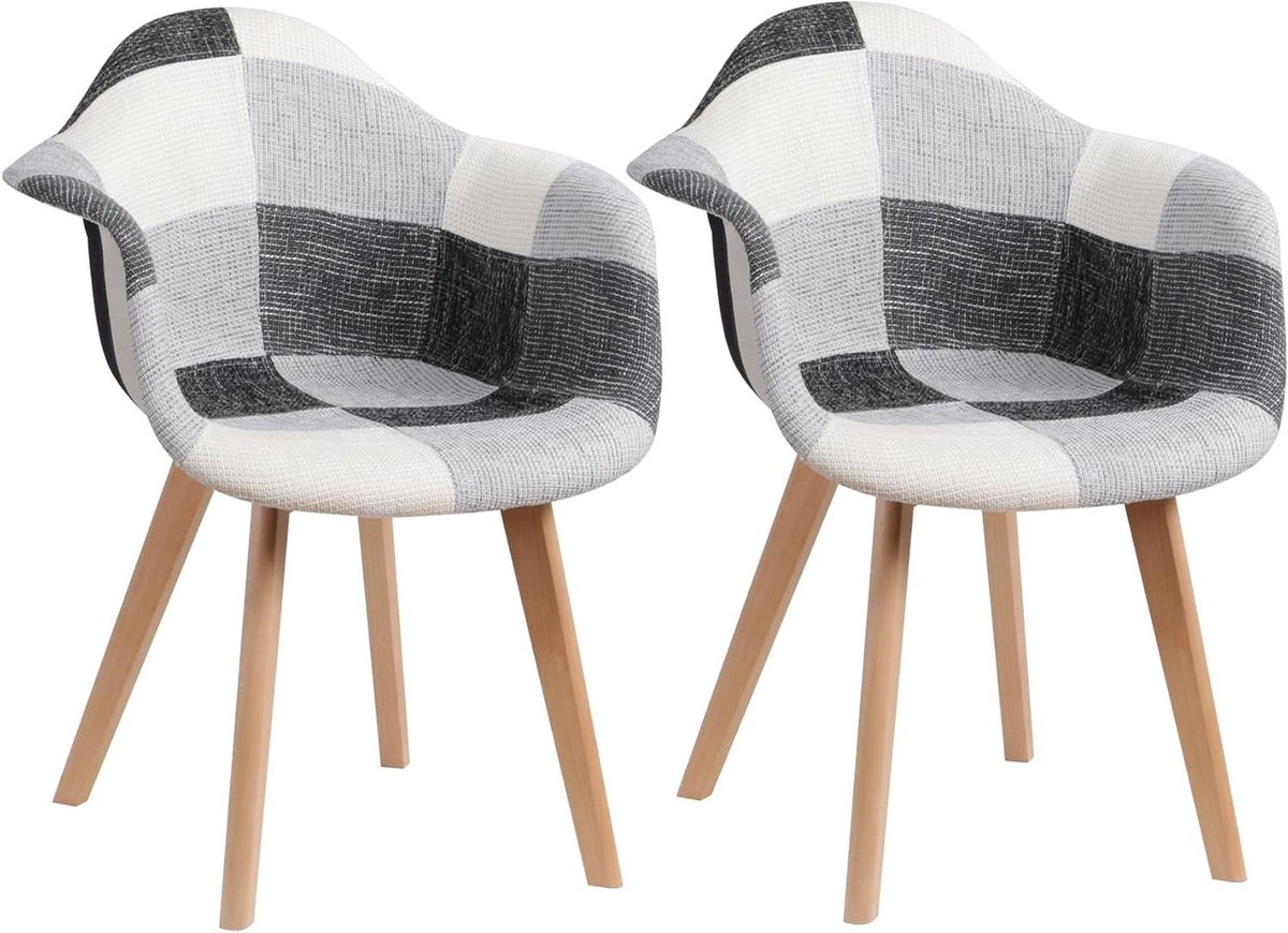 Mid-Century Moderne eetkamerstoelen, keukenstoelen met gevoerde zitting en beukenhouten po