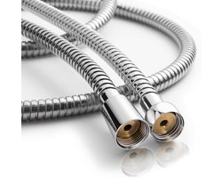 OFFO Doucheslang, 2,0 m bidet, doucheslang roestvrij staal, 14 mm boring, hoge druk gevlochten flexibele slang, vervangende doucheslang voor bidetdouche, verchroomd