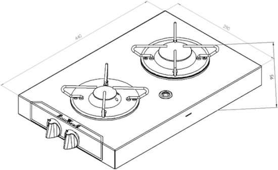 Gaskooktoestel 2-pits - Camping kookplaat - Mobiel koken - Ontstekingsbeveiliging - 44 x 29 cm - Zilver — afbeelding 2