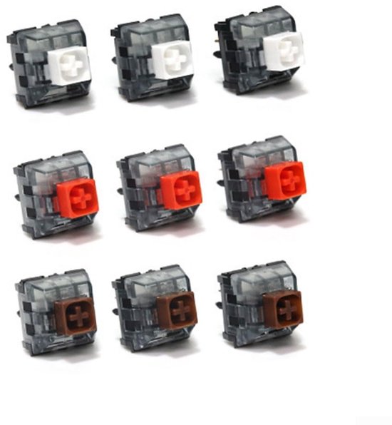 Mechanische Toetsenbord Schakelaars - Hot-Swap Schakelaars - Toetsenbord Aanpassen - 30 Stuks Set - 3-Pin 5-Pin - Wit Rood Bruin — afbeelding 4