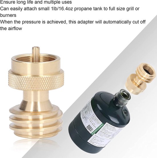 Propaan Tank Adapter, Kleine Messing Navulklep Gas Tank Converter Universele Mini Propaan Vul Adapter Fles Voor Camping, BBQ — afbeelding 3