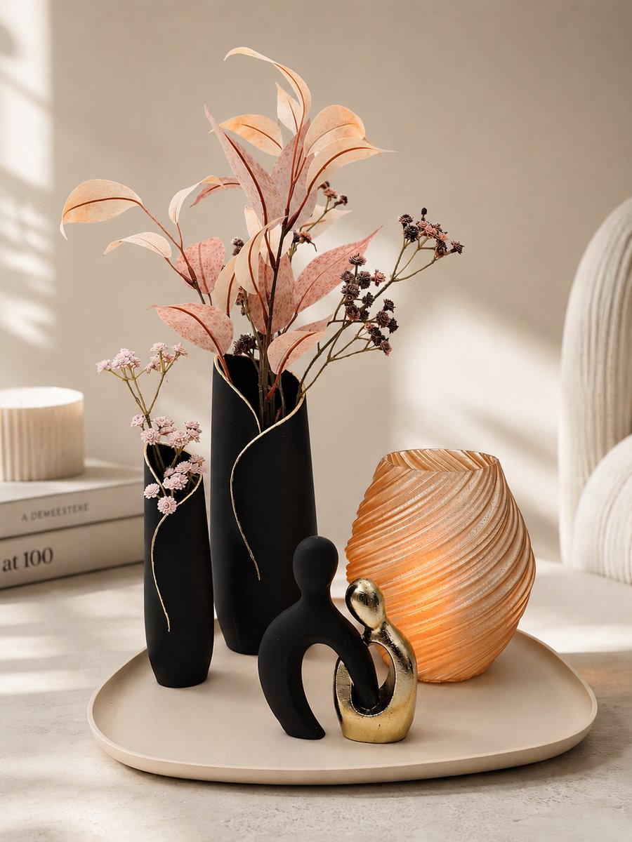 Complete tafeldecoratieset - Flowline Luxury Glow - 3D geprint - Japandi - duurzaam