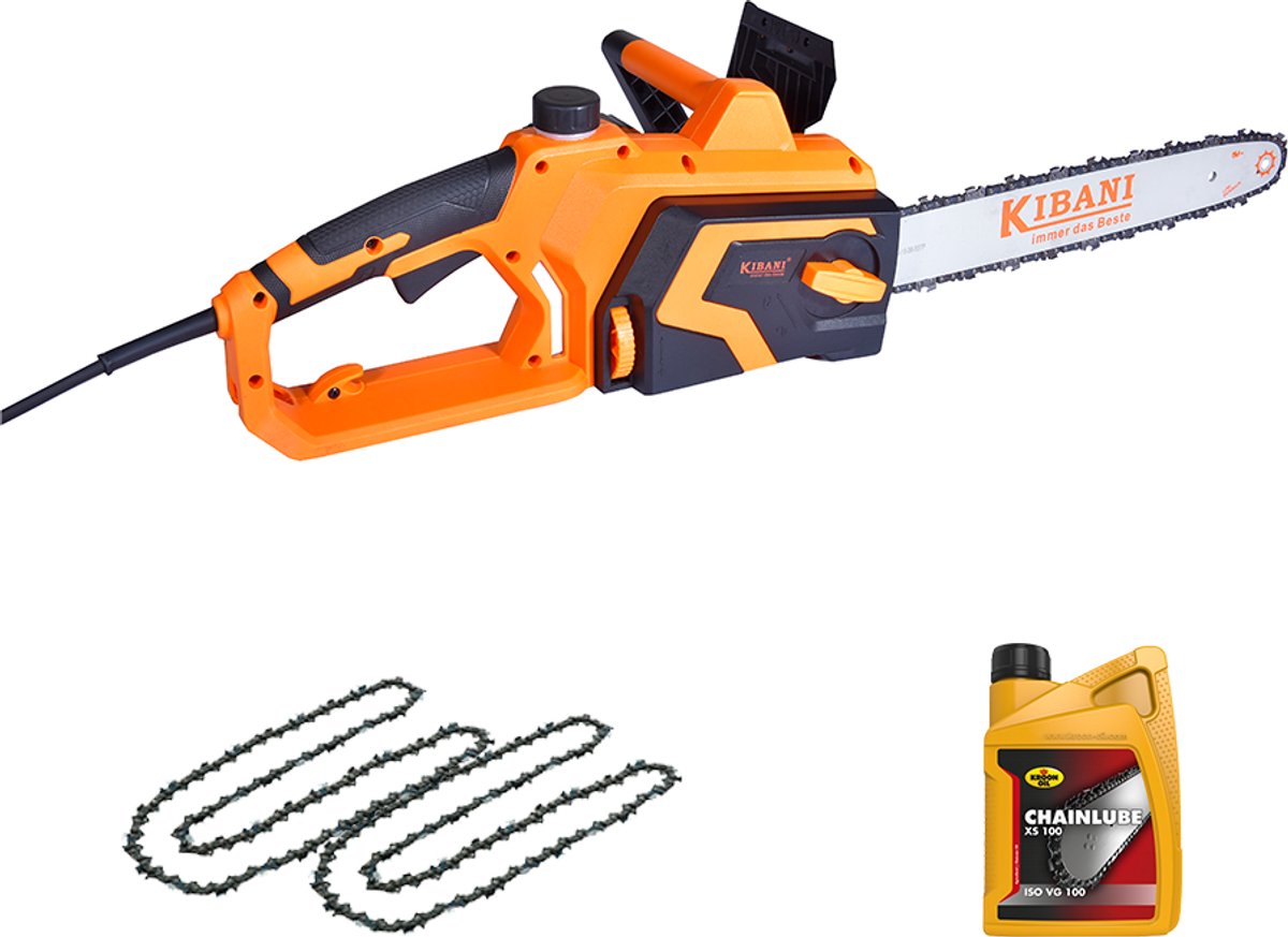 Bol.com Kibani Kettingzaag Elektrisch – 1800W - Extra Ketting en Kettingolie - Zwaardlengte 40 cm - Zaagt tot Ø40.5 cm aanbieding