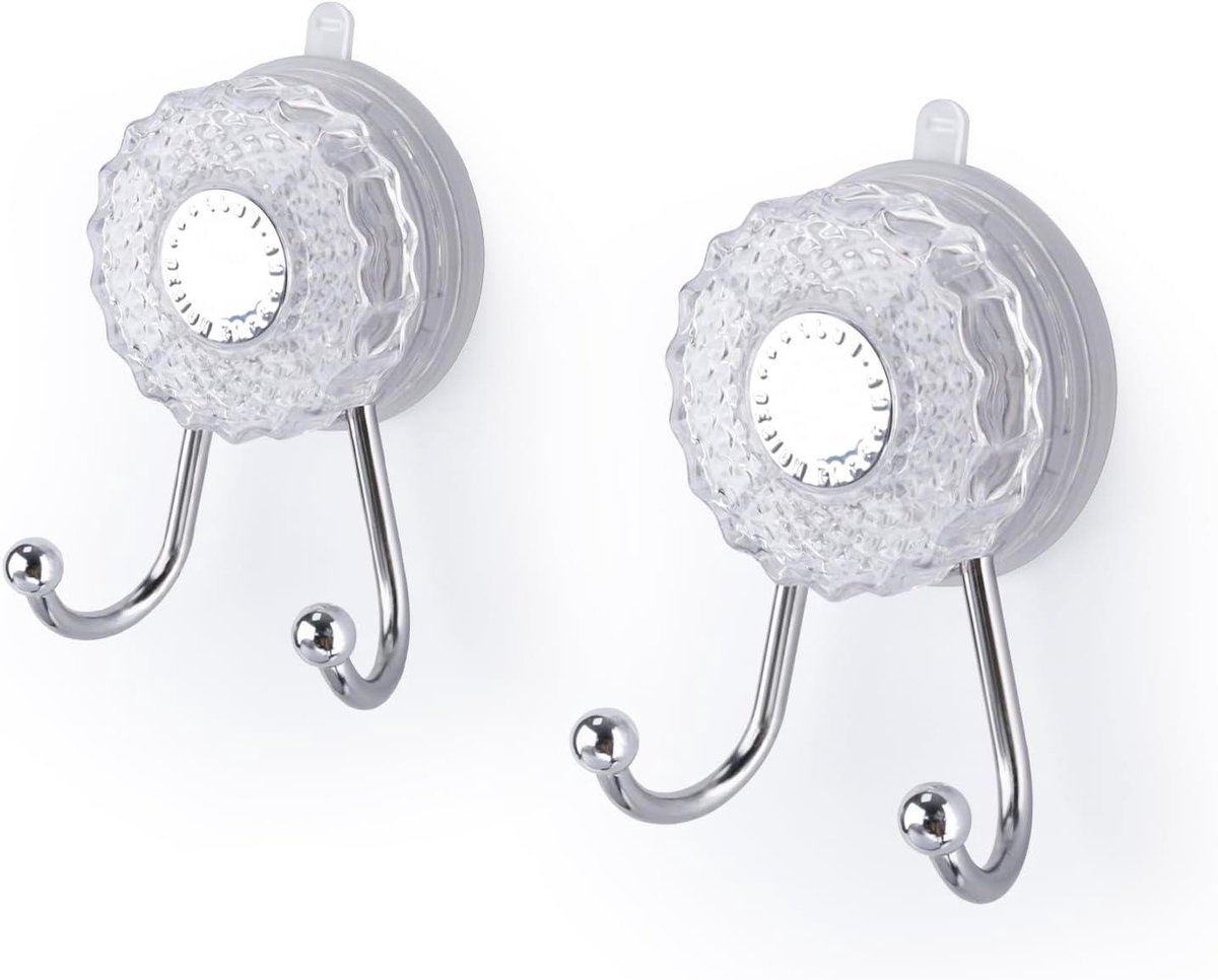 Set van 4 zuignaphaken voor douche, badkamer, glazen deur, raam, wandtegels, robuuste hand