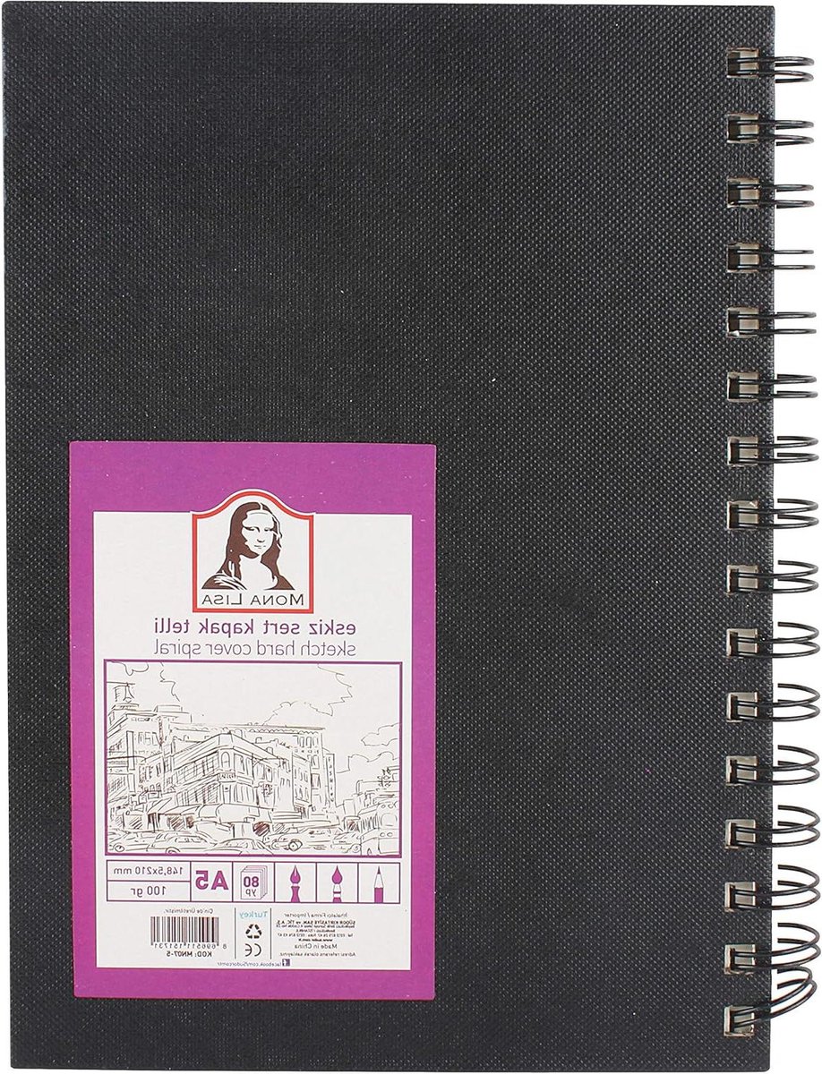 Schetsboek Hard Cover - Tekenen Blok - Creatief Ontwerp - Spiraalbinding - A5 Formaat - Zwart