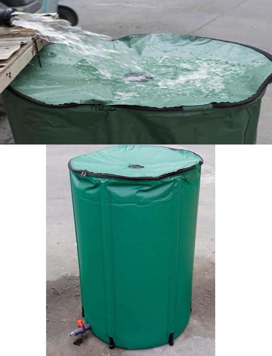 Opvouwbare Regenwaterton - Wateropslag Ton - Tuin Water Verzamelen - Met Kraan en Overloop - 50-1000 Liter - Groen