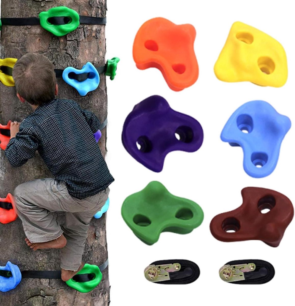 Klimgrepen Kinderen - Speeltoestel Accessoires - Buiten Spelen - Motorische Ontwikkeling - 6 stuks - Multicolor