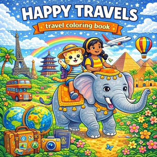 Happy Travels: Coloring Book for Adults and Teens Featuring  ... - cover