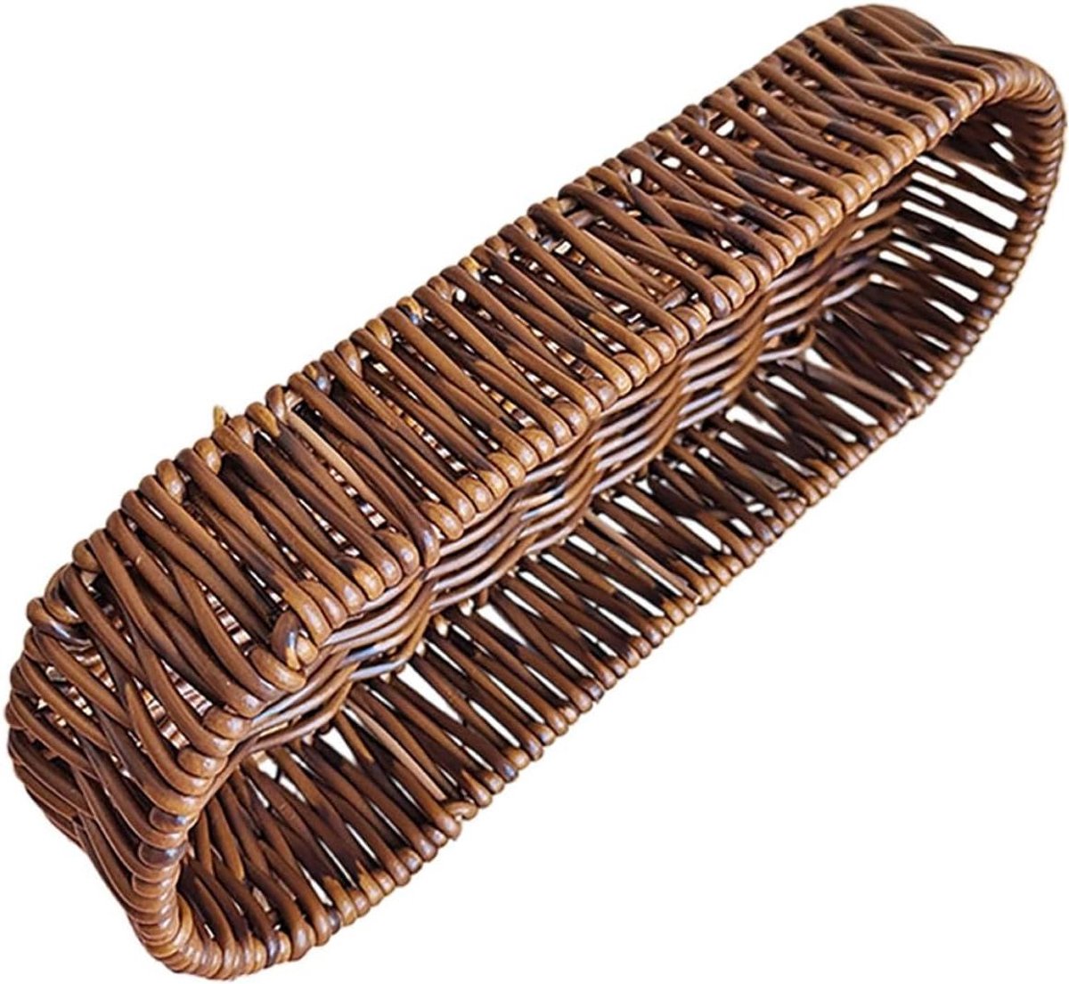 Broodmand Handgevlochten - Broodserver Natuurlijk - Brood Presenteren - Dichte Vleching Onderhoudsvriendelijk - 24 x 9.5 x 4 cm - Koffie