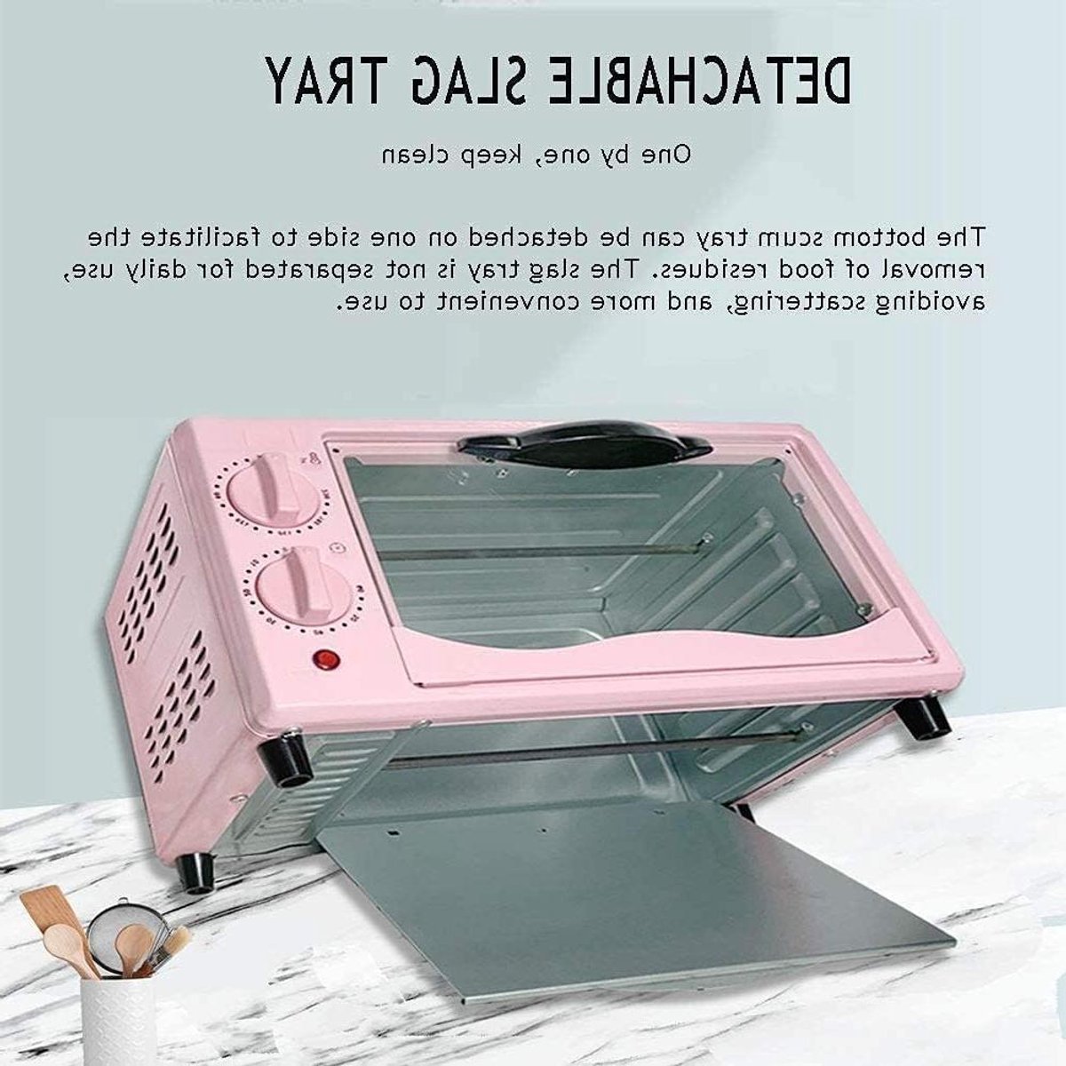 Mini Oven Heteluchtoven Keukenapparaat Koken en Bakken Multifunctioneel Compact 12 Liter Roze