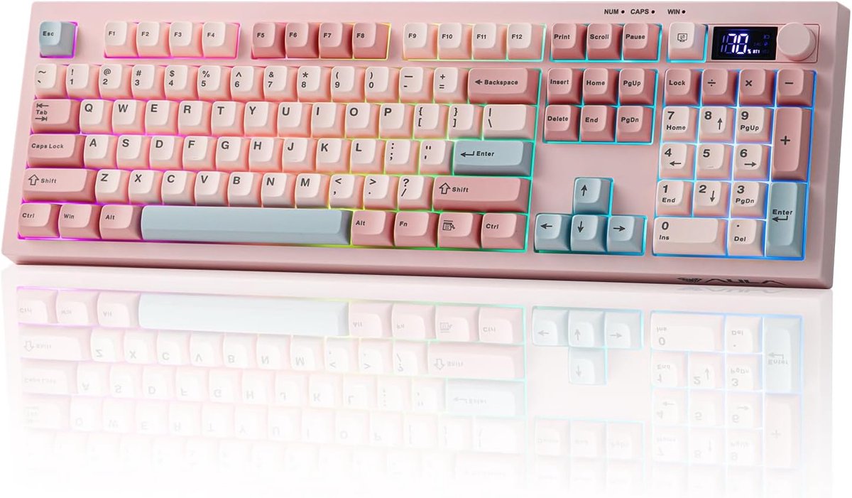 Gaming Toetsenbord - Full Size Toetsenbord - Stil Werken - TFT Display - 105 Toetsen - Roze