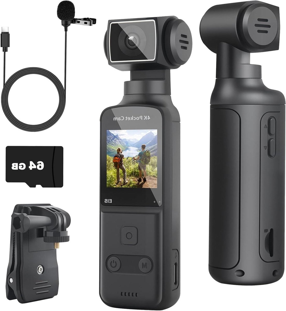 4K Body Camera - Mini Camcorder - Vlog Reizen - Draaibare Lens - 64 GB Inbegrepen - Zwart