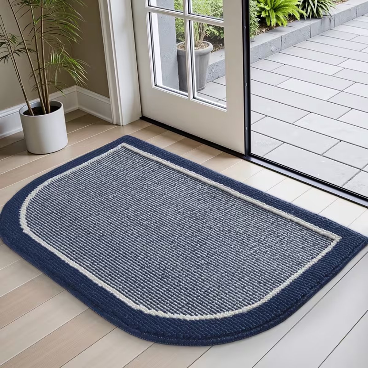 Deurmat Antislip Blauw– Absorberende Voordeurmat Laagprofiel – Machinewasbare Vuilvanger voor Binnen en Buiten – Zachte Welkomstmat voor Entree