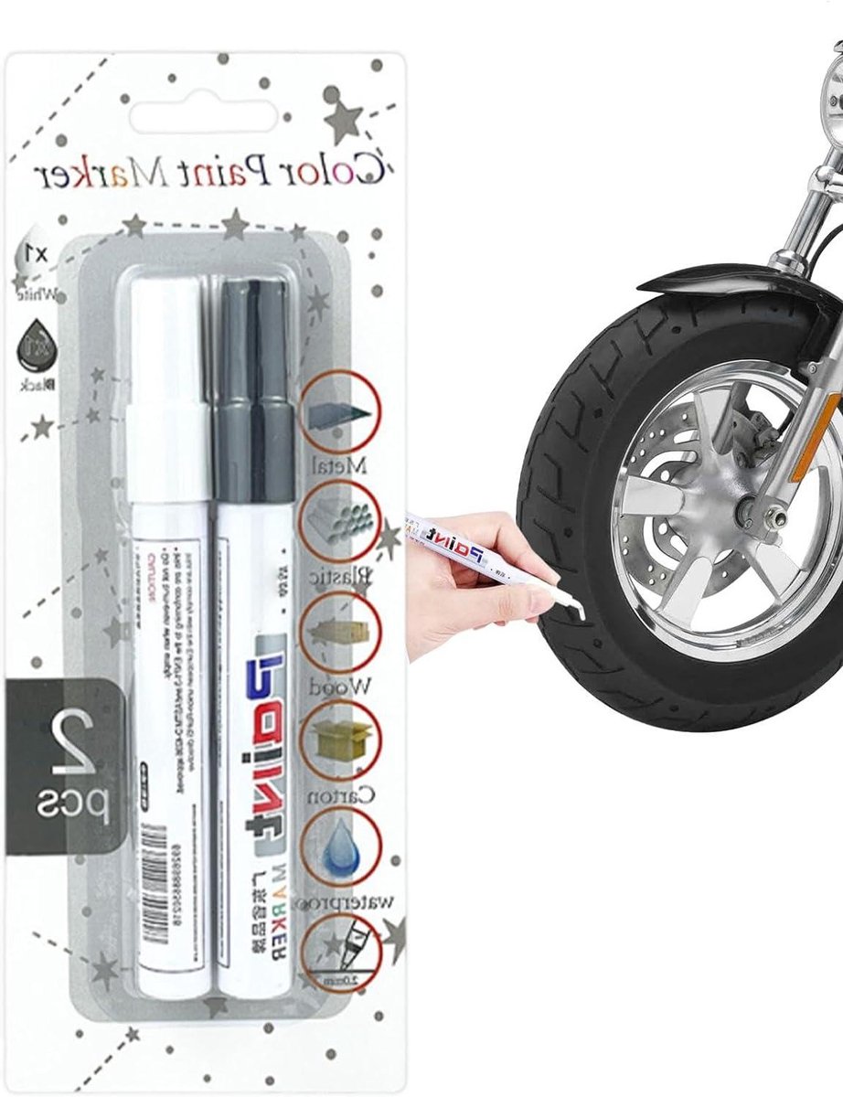 Bandenverf Pen - Autobanden Marker - Voertuig Decoratie - Waterdichte Formule - Set van 1 - Multicolor