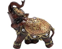 Qcwwy Lucky Elephant Statue Premium Feng Shui Olifantbeeldje voor Huisdecoratie met Levendige Kleuren Om Welvaart aan Te Trekken voor Woonkamer Kantoor Housewarming Gift Dagelijkse Decoratie (S)
