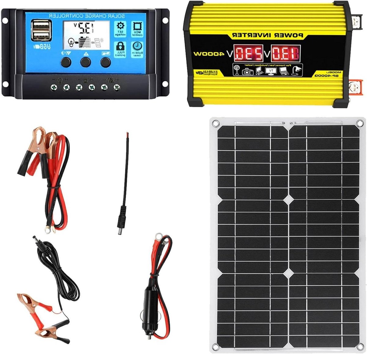 Zonnepaneel Set - Energie Omvormer - Energie Opladen - Compleet Met Controller - 300 Watt - Geel