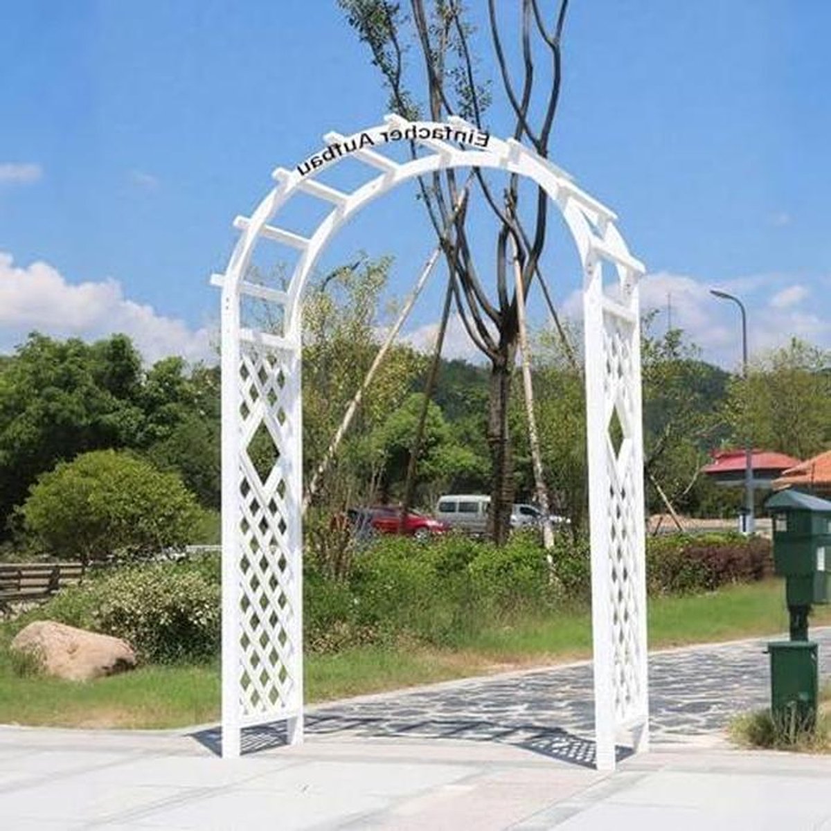 Houten Rozenboog - Tuinprieel Latwerk - Klimplanten Ondersteunen - Waterdichte Houtafwerking - 120-200 cm - Wit