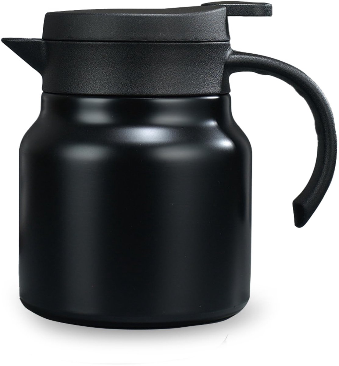 carmdering - Thermoskan - Koffiekan - Isolatiekan - Zwart, 800 ml, dubbelwandig vacuüm roestvrij staal - 12 uur warm, 24 uur koud - Met handgreep en tuit - 14×14×16 cm - Voor koffie, thee en melk