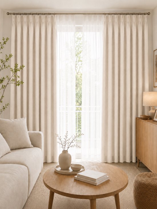 Everyday Elegance Elite 100% Verduisterend gordijn met haken Beige 200x290 CM