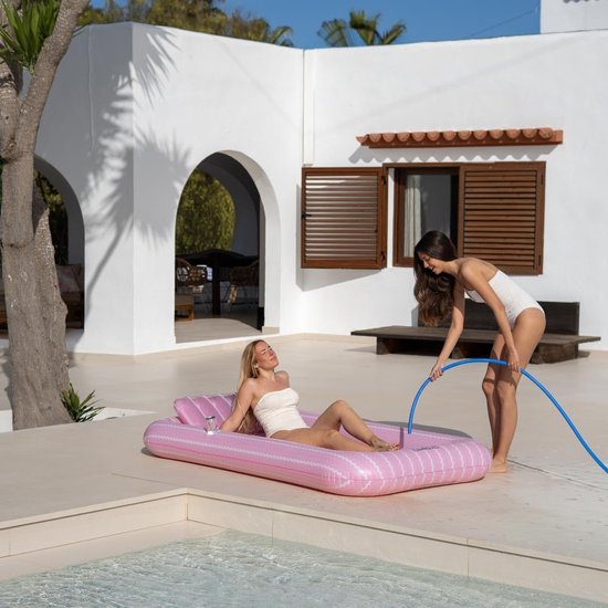 Opblaasbaar Zwembad - Tanning Mat - Ontspannen in Water - Met Onderzetter - 121 x 199 cm - Roze — afbeelding 4