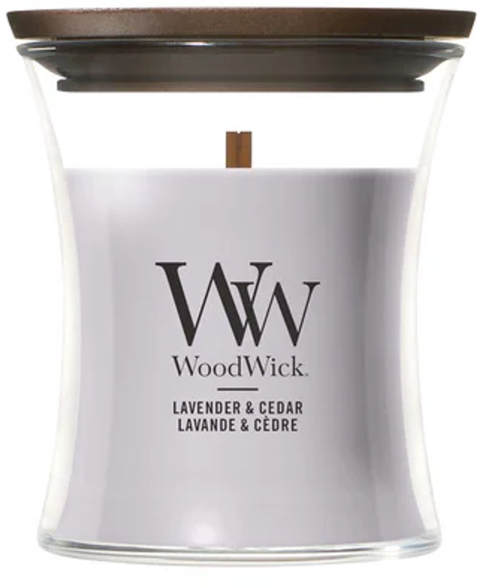 WoodWick Hourglass - Lavender & Cedar - Mini Candle - 30 branduren Paars