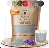 Comforder 400g Kaarsenzand Grijs - Burning Sand - Kaarsen Maken voor Volwassenen - 50 branduren - Met 4 lonten