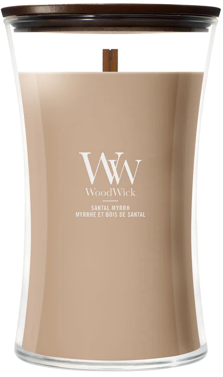 WoodWick Hourglass Large Geurkaars - Santal Myrrh - 130 branduren Bruin
