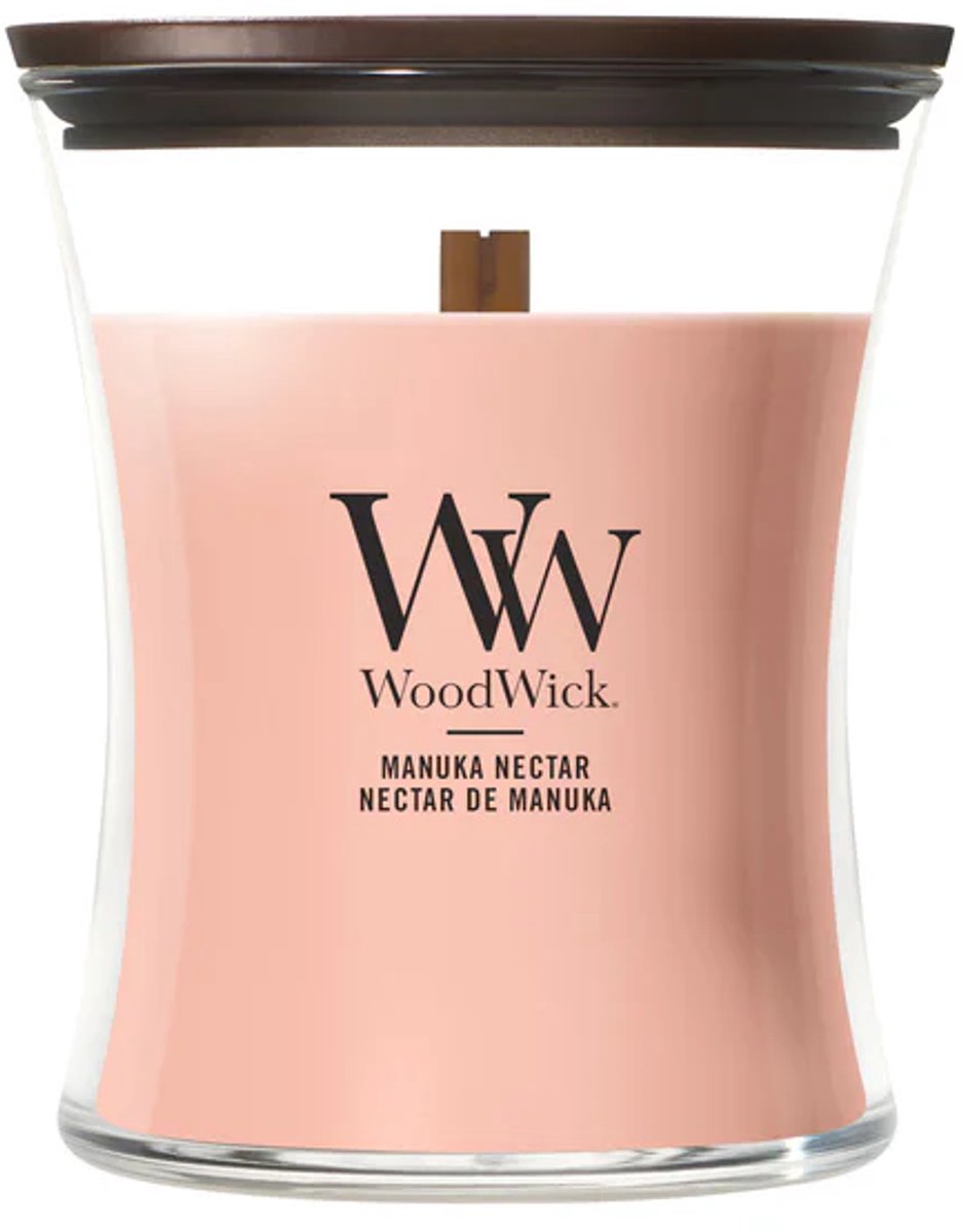 WoodWick Hourglass Medium Geurkaars - Manuka Nectar - 60 branduren Oranje