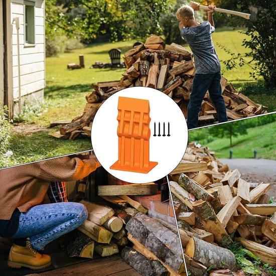 Hout Kloof Hulp - Handmatige Klover - Haardhout Maken - Axeless Ontwerp - 18x10cm - Oranje — afbeelding 2