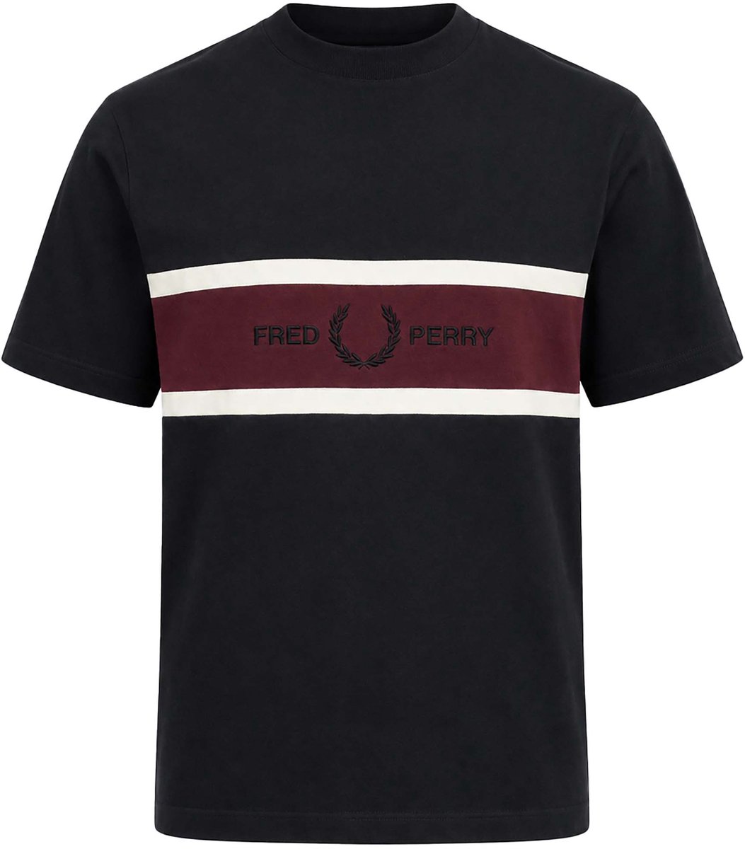 Fredperry Fp Geborduurd Panel T-Shirt Fashion Wear Volwassen Zwart